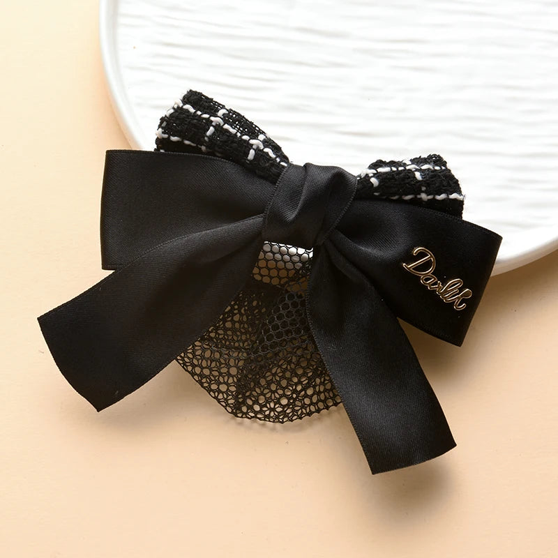 Head Flower Net Bag Professional CCB Postal Nurse Hotel Stewardess Uniform Belt Thin Online Work Tray Hair Net Bag Bow
