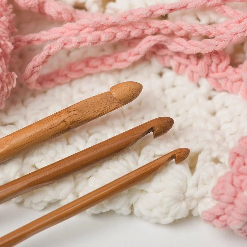Small Size 3-12mm Bamboo Crochet Set Natural Handmade Knitting Tool For Creative Ornaments Handicrafts DIY Knitting Accessory