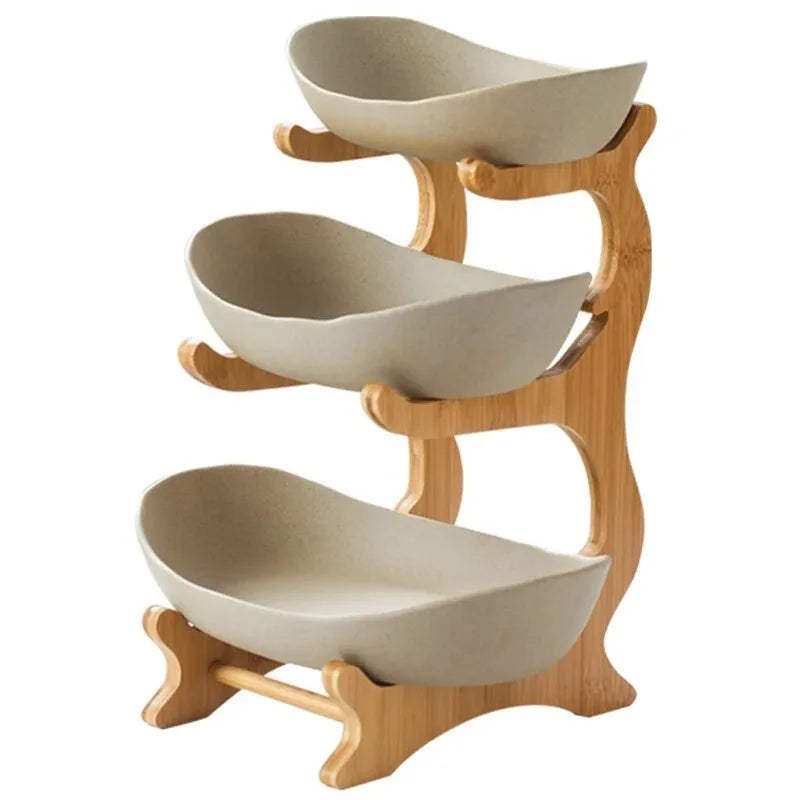 Ceramic Living Room Home Three-layer Fruit Plate Candy Dish Creative Modern Dried  Basket Snack Snack Trinket Dish