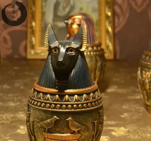 Memorial Funeral Supplies Egyptian Pet Urn Canopic Cat Dog Cremation Urn for Ashes Pet Coffin Box Home Decoration Figurines