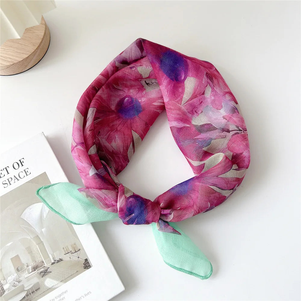 Fashion Cotton Linen Shawl Square Scarf for women sweet Cherry Print Hijabs Ladies Wraps summer sunscreen Bandanas Head scarf
