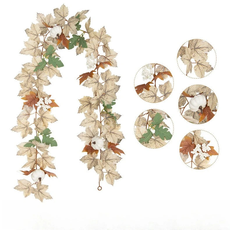 1pc Autumn Maple Leaf & Pumpkin Wreath Perfect for Thanksgiving Halloween Christmas Fall Party Decoration Festive Wall Hanging