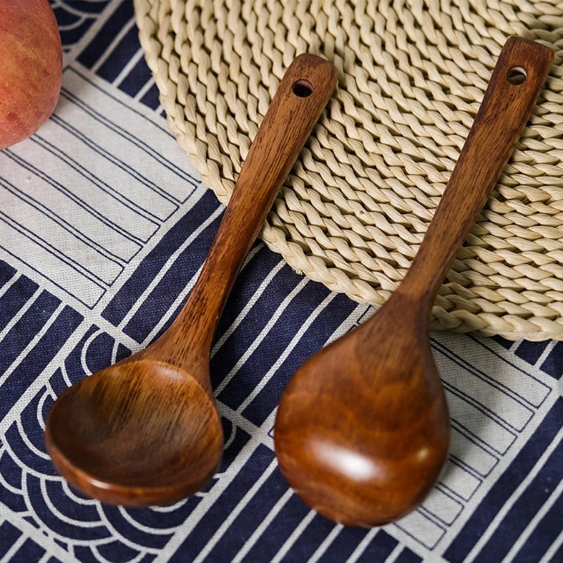 Soup Spoon Wooden Long Soup Ladle Rice Sugar Salt Spoon Porridge Spoon Natural Wooden Spoon for Eating Mixing