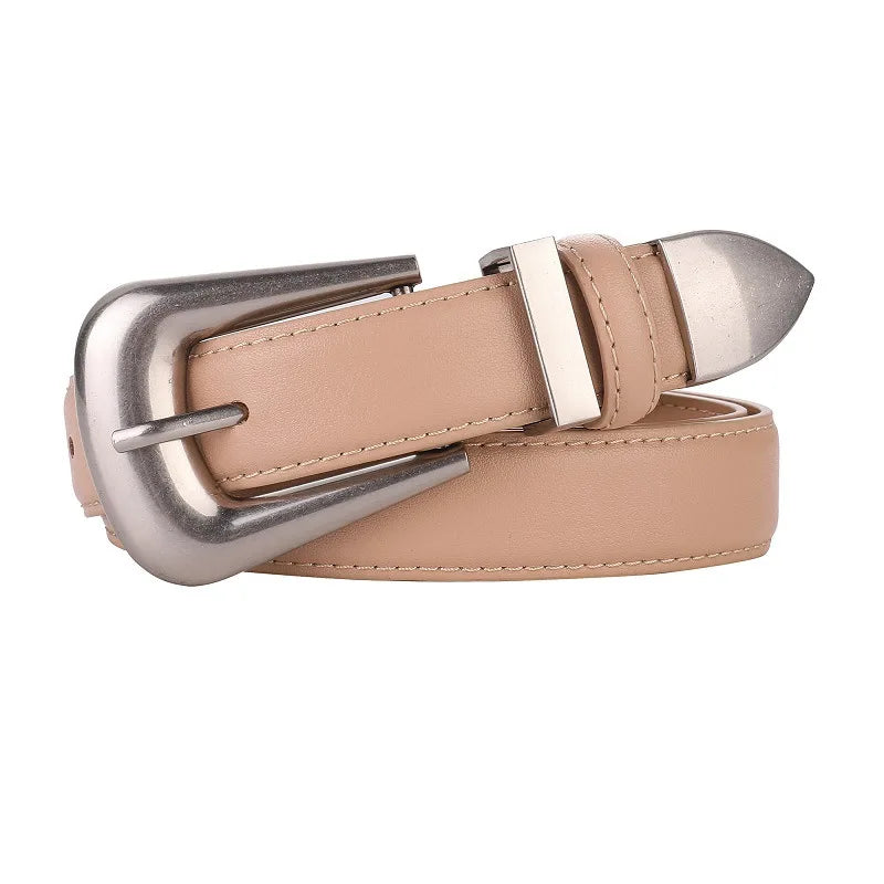 Genuine Leather Belt for Women Burgundy Leather Fashion Belts with Gold Metal Buckle Casual Luxury for Jeans Dresses