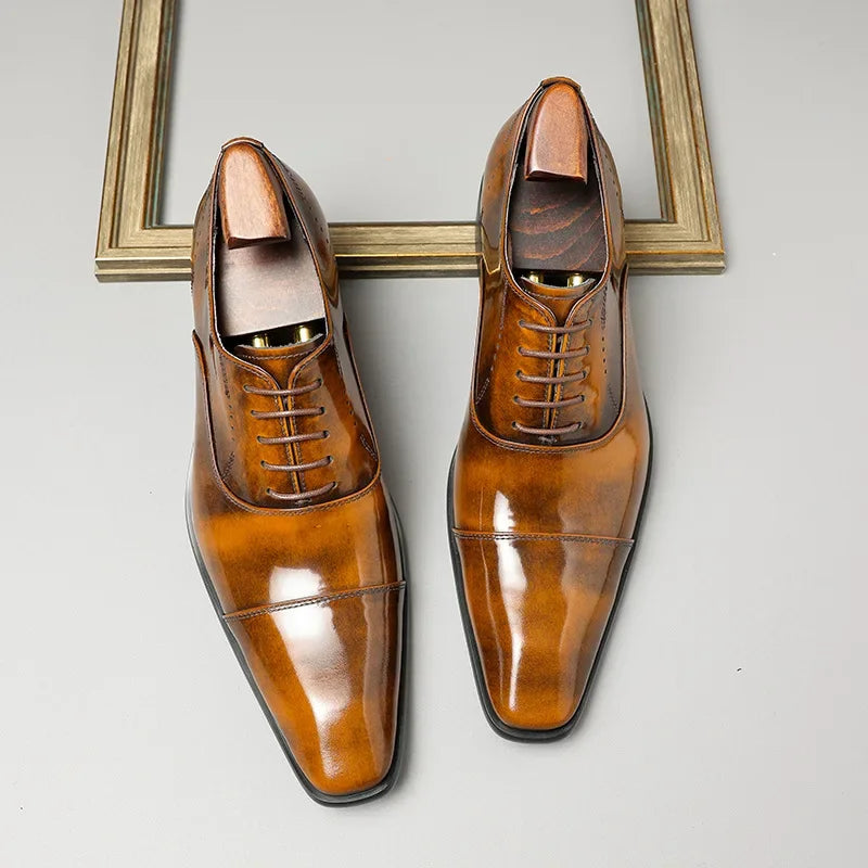 Italian Patent Leather Mens Formal Shoes Luxury Brand Handmade Quality Autumn Designer Fashion New Black Business Work Shoes Man