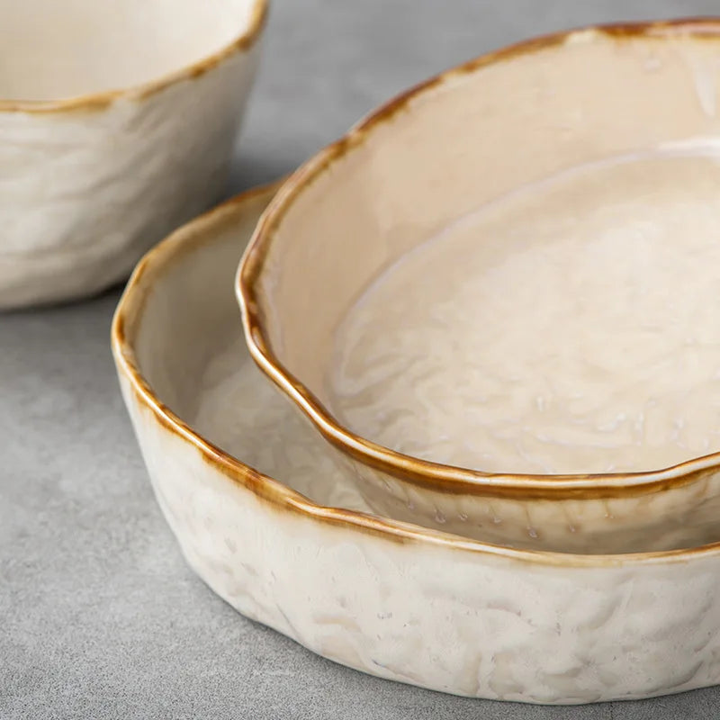 Creative Nordic Style Plate Bowl Tableware Western Style Rice Soup Noodle Salad Bowl Simple Household Dish Plate