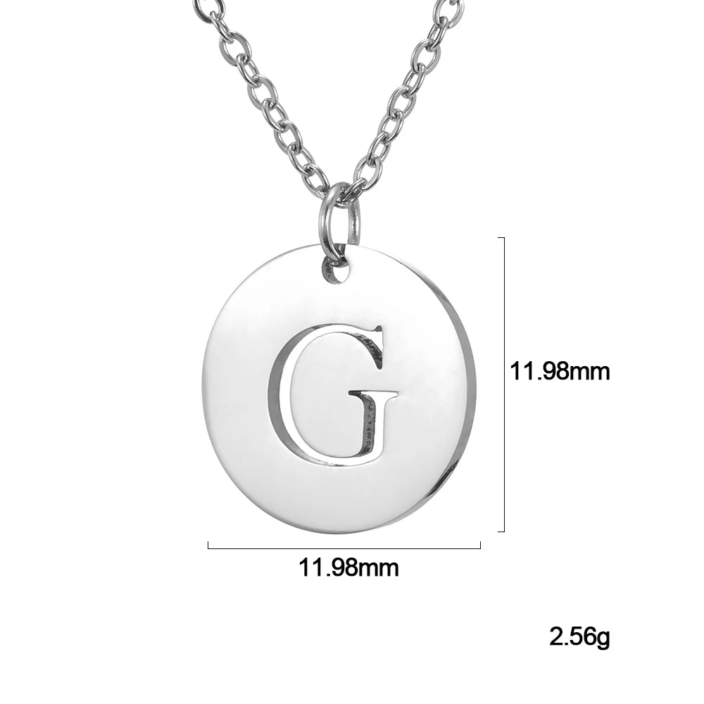 Kkjoy Fashion Stainless Steel Gold Color Minimalist Metal Round A-Z 26 Initials Necklace for Women Jewelry Gift Wholesale New in