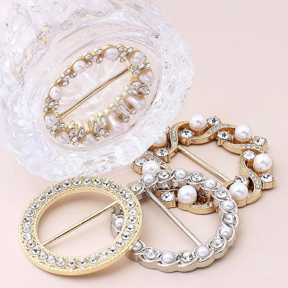 New Rhinstone Scarf Buckle T-Shirt Silk Clasp Clip Holder Scarf Ring Brooch Waist Buckle Fashion Minimalist Jewelry Accessories