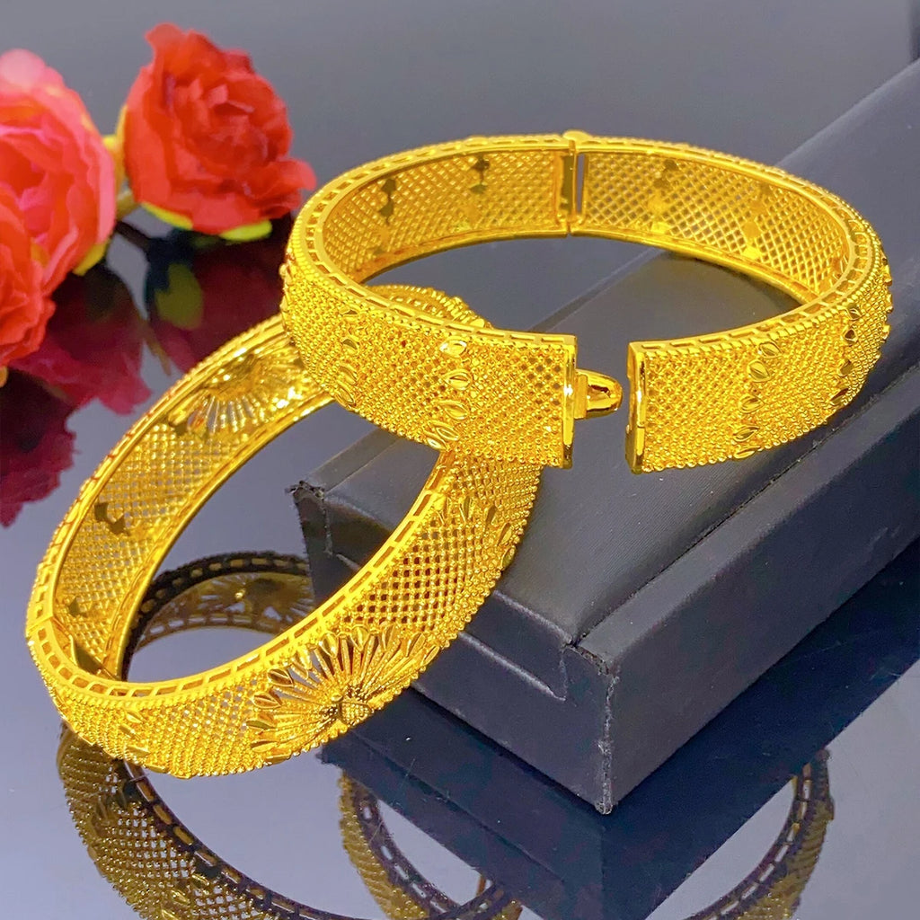 XUHUANG Indian Luxury  Bangles Bracelet Jewelry for Women Wedding Dubai 24k Gold Color Charm Accessories for Arabic Party Gifts