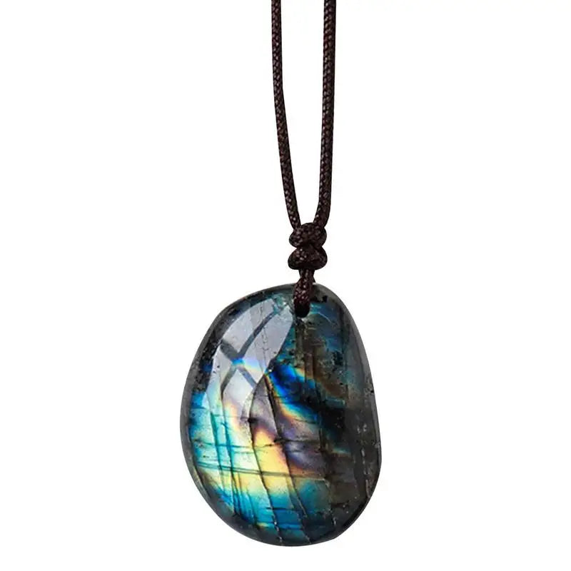 1PCS Natural Labradorite Pendant Necklaces Men Women Energy Quartz Necklaces Stones Ornament Moonstone Home Decoration