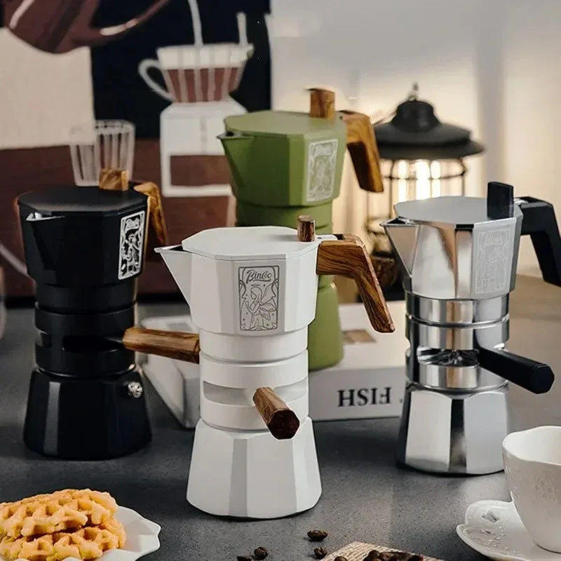2 Servings Thermostatic Double Valve Moka Pot Espresso Extraction Coffee Pot Outdoor Coffee Pot Set Barista Accessories
