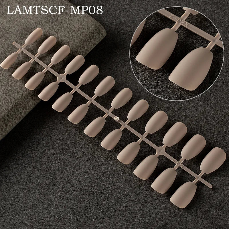 24tips/pc French White Fake Nails Matte /Glossy Detachable Long Square Natural False Press on Nails Manicure Faux Ongles