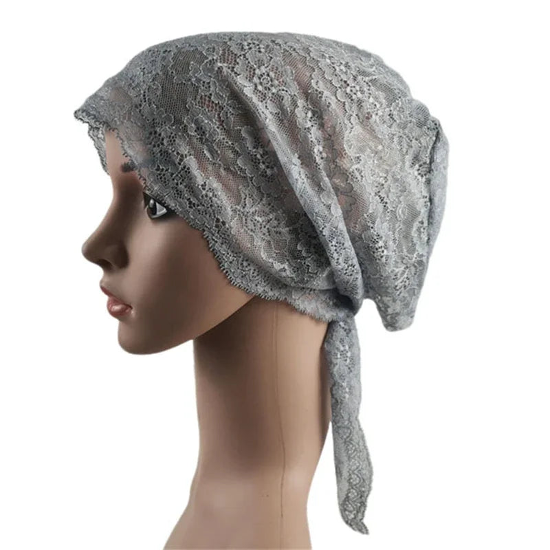 Muslim Women Head Scarf Lace Flower Underscarf Elastic Hijab Hair Cover Headwrap Chemo Cap Islam Headband Bonnet Turbante Mujer