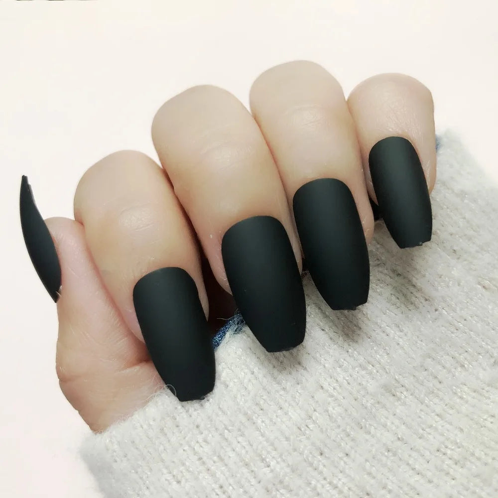 24tips/pc French White Fake Nails Matte /Glossy Detachable Long Square Natural False Press on Nails Manicure Faux Ongles