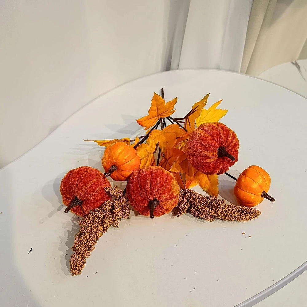 Artificial Flower Arrangement Thanksgiving Pumpkin Bouquet Table Centerpiece Artificial Maple Leaves Decorative Accents