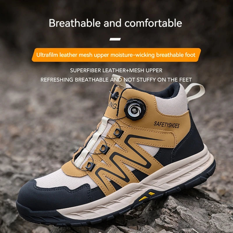 Steel Toe Shoes for Men Indestructible Work Boots Safety Shoes Outdoor Anti-smash Anti-puncture Protective Boots Safety Sneakers