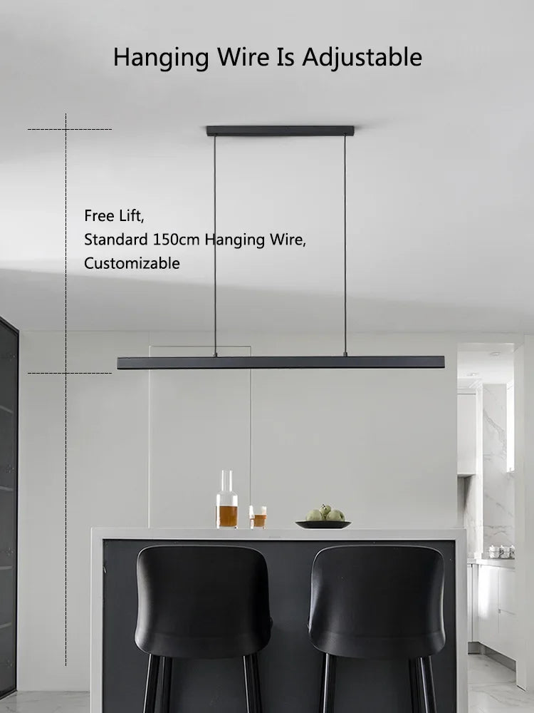 One word minimalist dining room chandelier modern long strip dining table lamp luxury dining room bar table lamp office light
