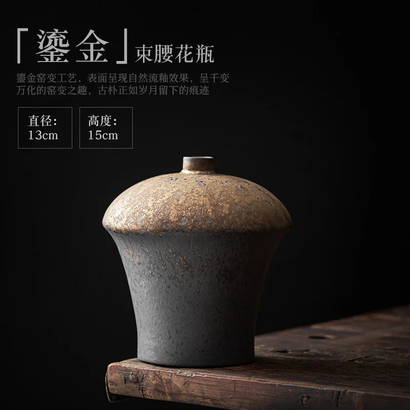 Creative Ceramic Dry Flower Vase, Flower Arrangement, Living Room, Coarse Pottery, Table Decoration, Vases for Flowers