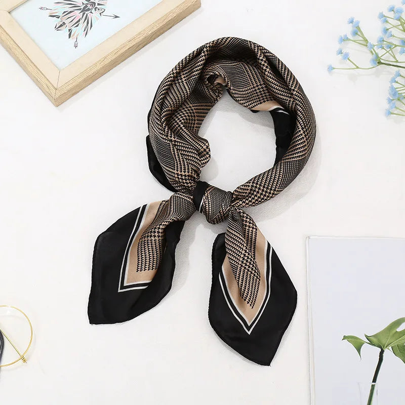 70cm Small Square Head Scarfs for Women Silk Scarf Letter Printed Scarves Headscarf Hair Accessories