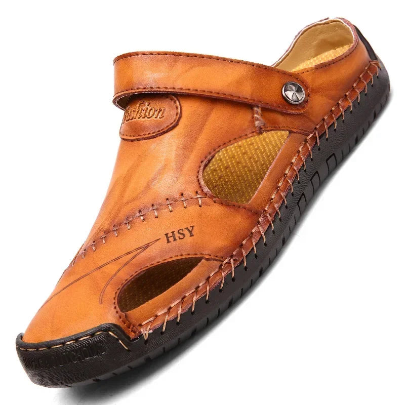 Genuine Leather Men Sandals Summer Man Slippers Comfortable Trend Slip on Baotou Male Sandals Outdoor Casual Trekking Sandales
