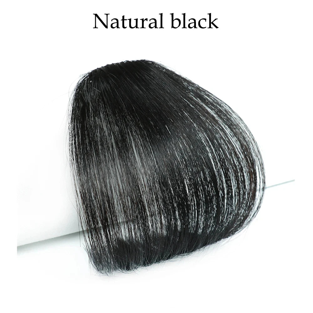 Fake Hair Bangs Natural Air Bangs Wig Clip-In Extensions Synthetic Air Bangs Clip On Wispy Bangs Fringe With Temples Hairpieces