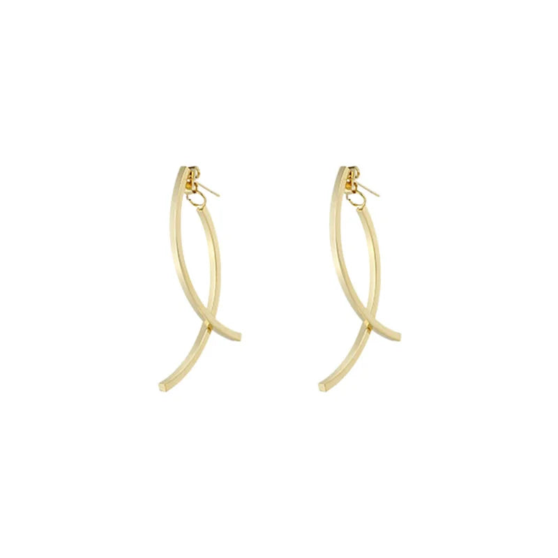 Fashion Minimalist Fish Shaped Dangle Earrings Bohemian Geometric Design Gold and Silver Color Earrings Jewelry Wholesale