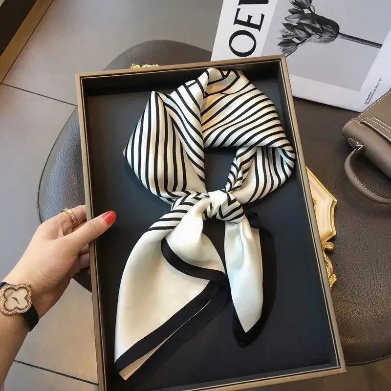 70cm Small Square Head Scarfs for Women Silk Scarf Letter Printed Scarves Headscarf Hair Accessories