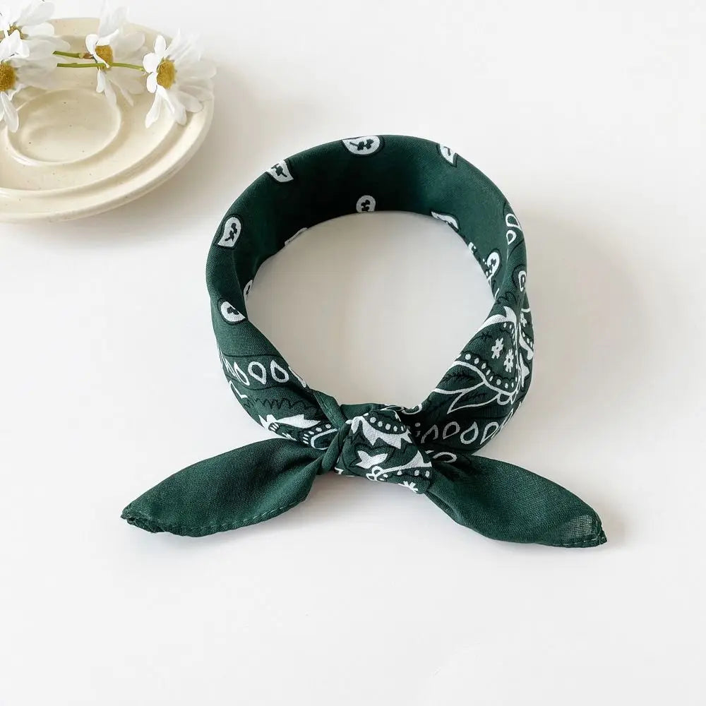 Headband Small Square Scarf Triangle Scarf Hip Hop Cashew Nut Print Scarves Scarf Hair Band Cotton and Linen Printed Silk Scarf
