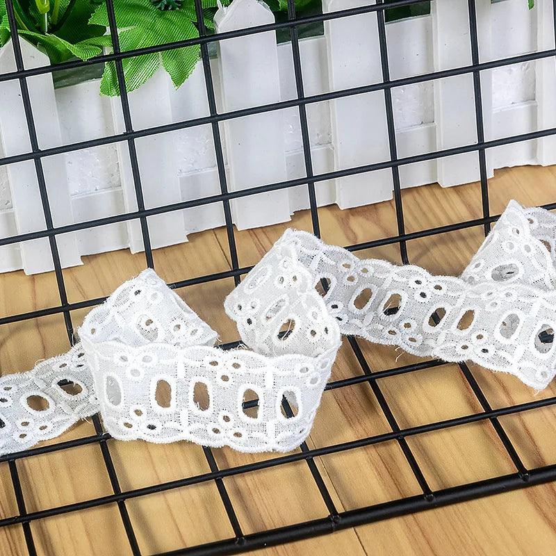 New off White pure cotton cloth Hollow out embroidery can pass ribbon lace women's clothes decoration fabric W155