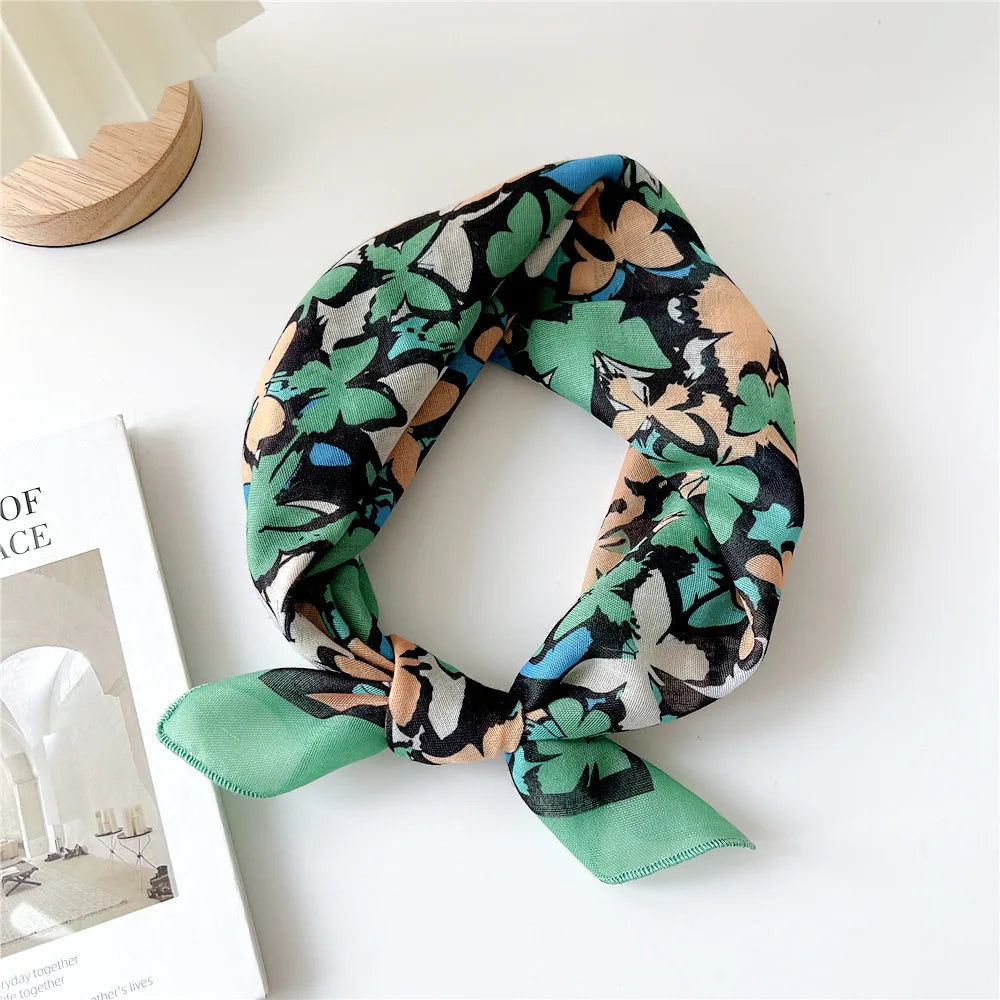 Fashion Cotton Linen Shawl Square Scarf for women sweet Cherry Print Hijabs Ladies Wraps summer sunscreen Bandanas Head scarf