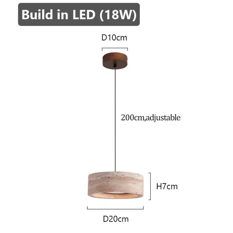 Modern Travertine Pendant Lights Natural Yellow Stone LED Hanging Lamps Indoor Decor Lighting Bedroom Dining Room Bar Study