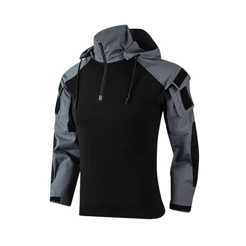 Tactical Shirt Airsoft Paintball Work Clothing Combat Shirts Cotton Multi Pockets Camo  Shirts Hooded Tops