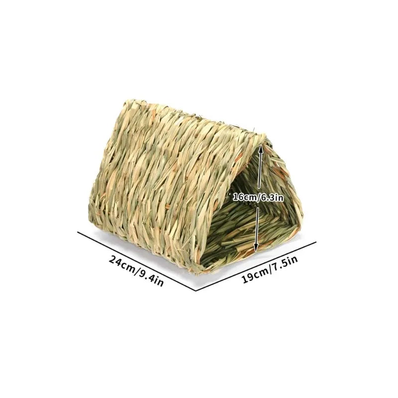 Rabbit Grass Bed Natural Straw Woven House Bunny Chew Nest Tunnel for Hamsters Chinchillas Mice Small Animals F10 22