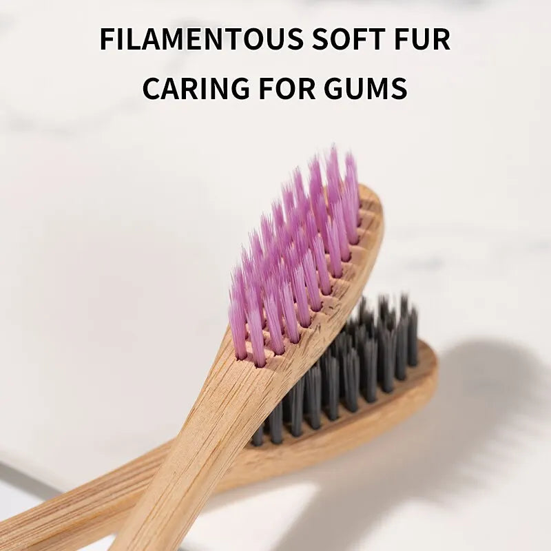 10PCS Colorful Natural Bamboo Toothbrush Set Soft Bristle Charcoal Teeth Whitening Bamboo Toothbrushes Soft Dental Oral Care