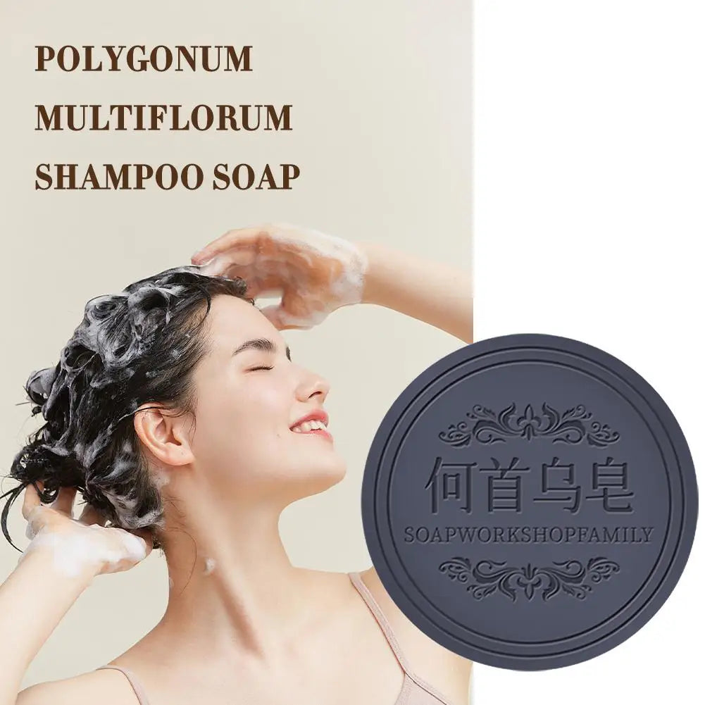 Natural Polygonum Multiflorum Hair Soap Anti Hair Loss Bar Restore Nutrition Regrowth White To Black Solid Shampoo