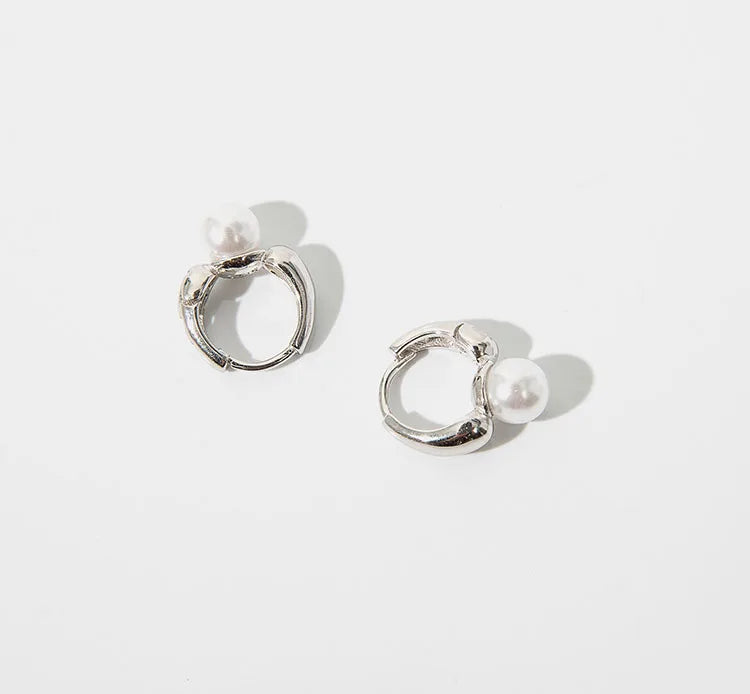2022 New Cute Pearl Studs Small Hoop Earrings for Women Gold Color Eardrop Minimalist Tiny Huggies Hoops