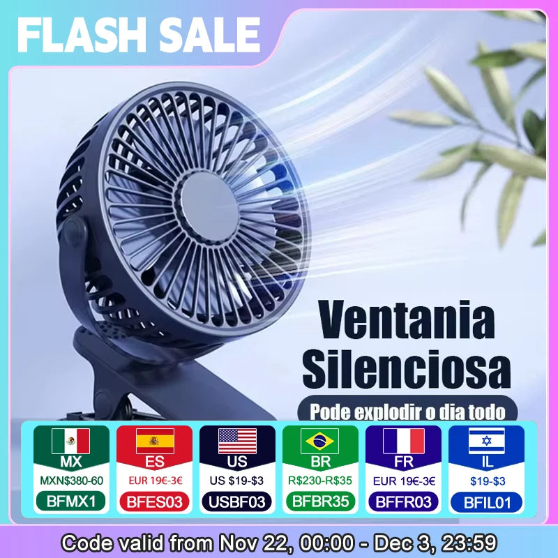 Creative Mini Clip Fan Mute Portable Desktop Home Dorm Stroller For Rechargeable USB High Wind Three Speed Blower Student Deskto