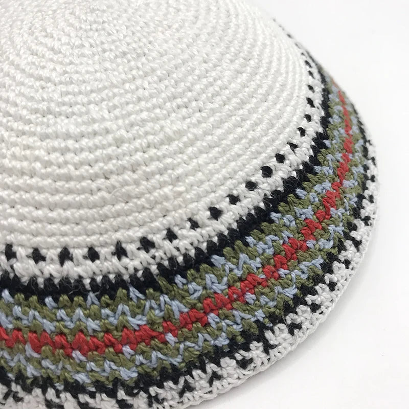 Jewish Yamaka Hat Handmade Knitted for Men Judaica Kippah Yarmulke Kipa Kippot Gift 18cm
