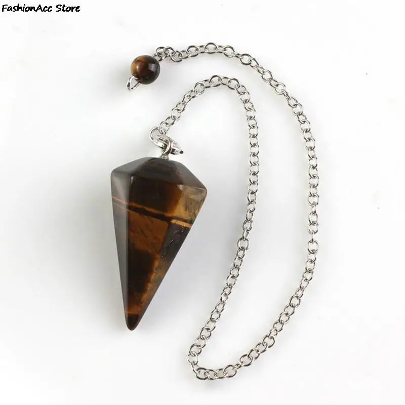 Healing Pendulum For Divination Pink Quartz Pendulums Biolocation Natural Gem Stone Chain Men Reiki Crystal Pendant