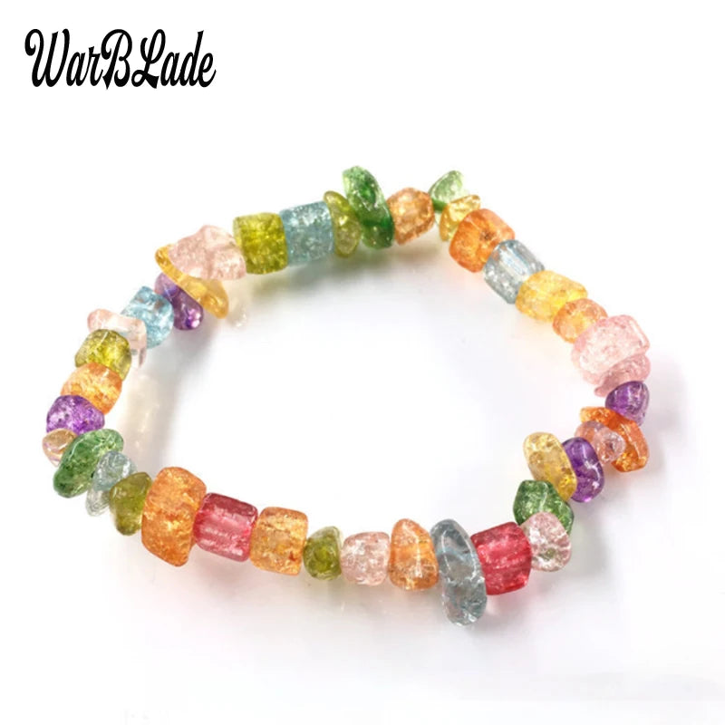 New Women Bracelets Bangles Natural Gem Stone Bracelet Irregular Stretch Chip Beads Nuggets Bracelets Bangles Crystal Wristband