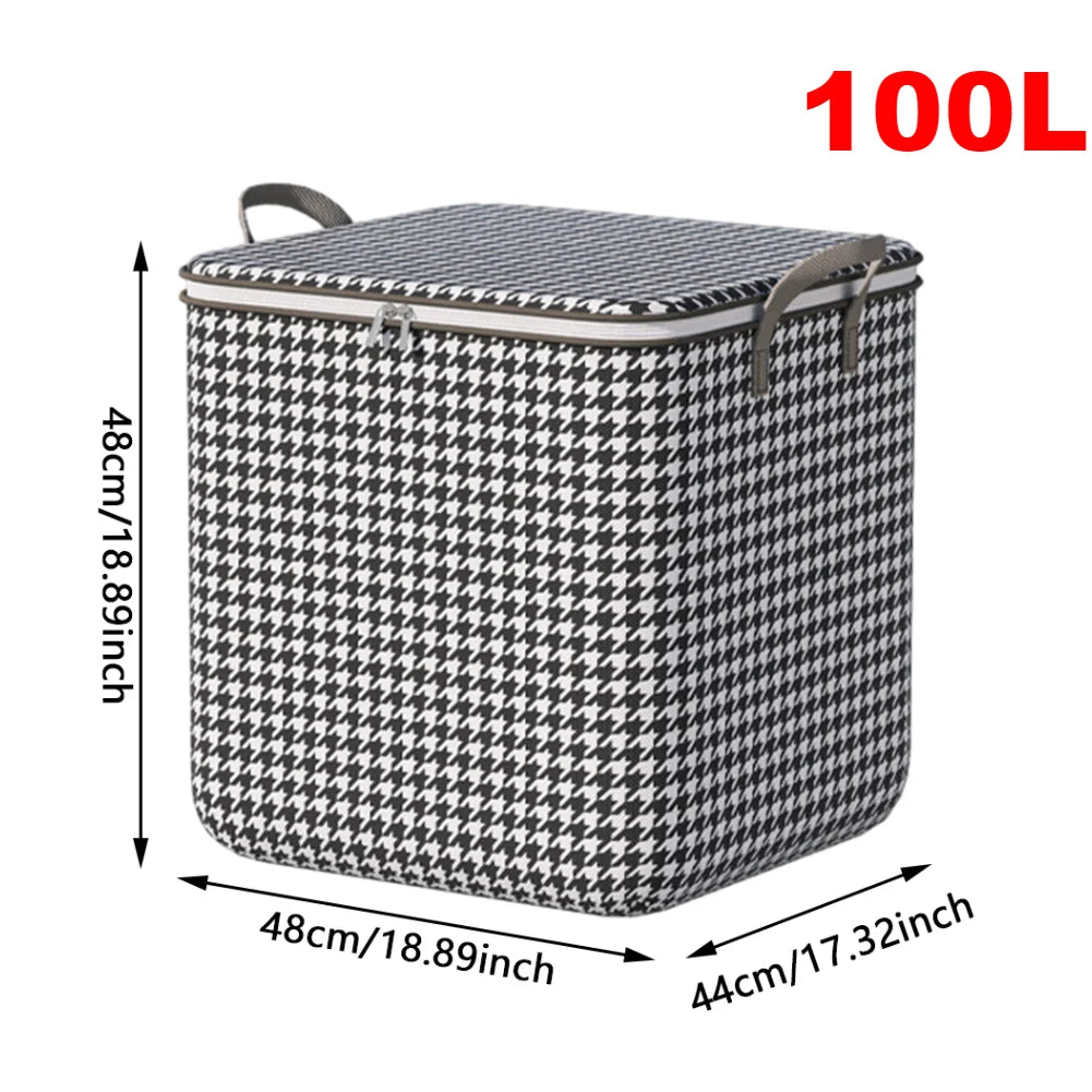 100L Dirty Clothes Bag Box Foldable Laundry Hamper Basket with Bamboo Handle&Lid with Removable Liner Bag for Laundry Room Dorm