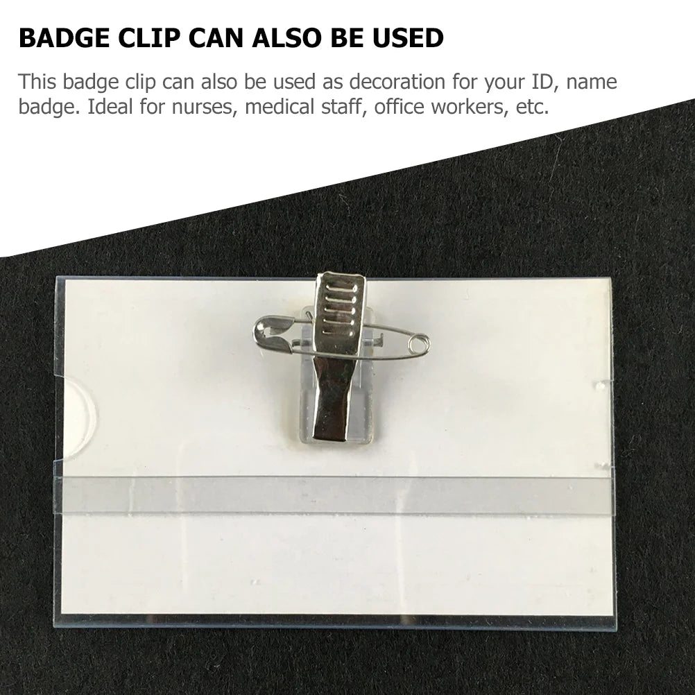 50 Pcs Badge Name Tag Holders Clips For Staff Chest Card Identification Lanyard Holder Pin Alligator Card Case Plastic