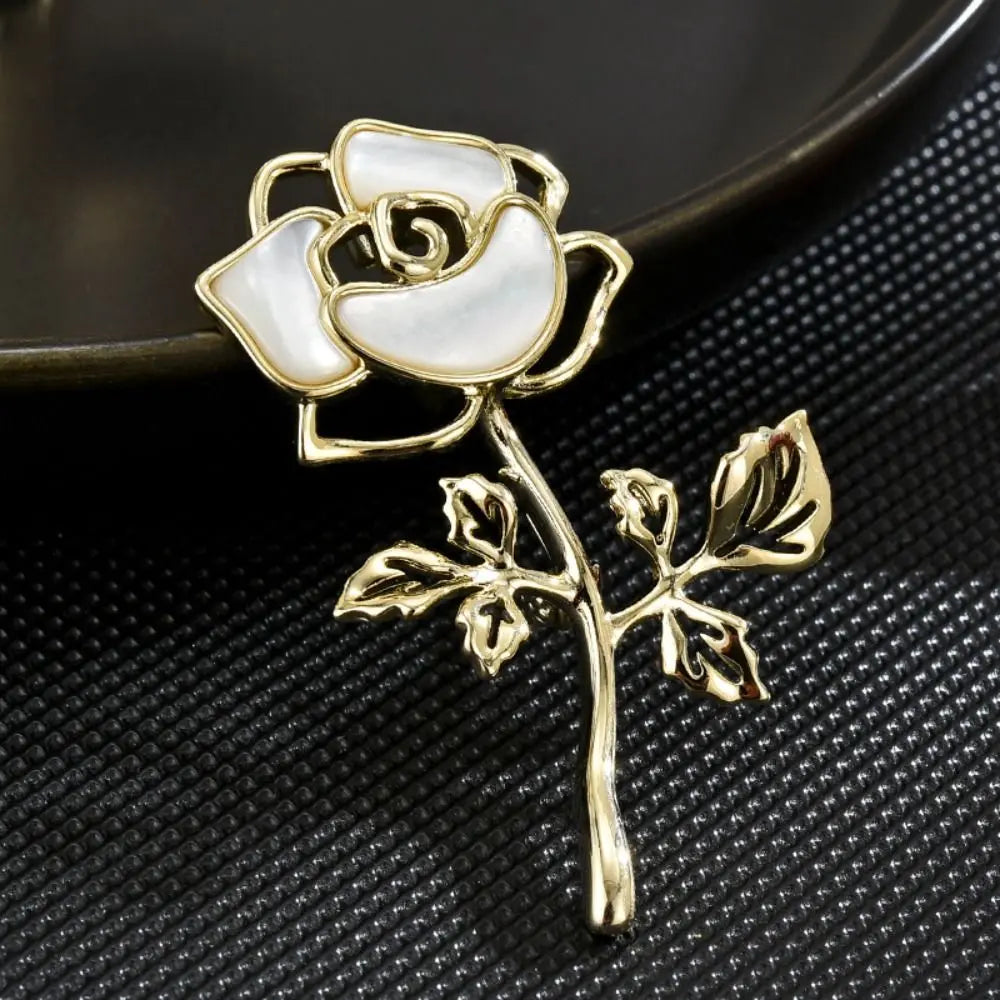 Fairy Rose Brooch For Women Luxury Design Natural Shell Chest Flower Brooch Pins Jewelry Romantic Badge Wedding Birthday Gifts