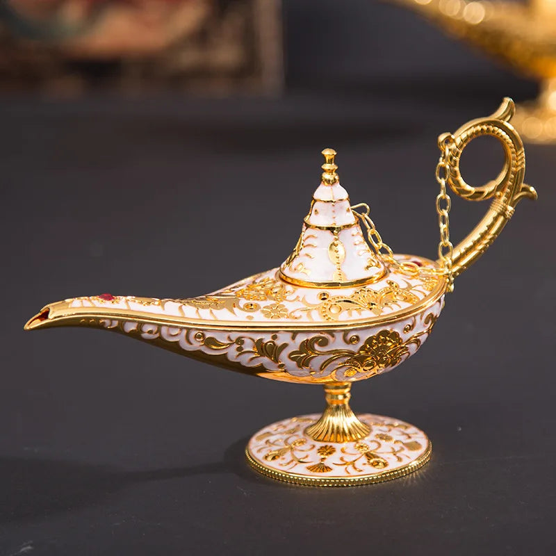ERMAKOVA Classic Rare Hollow Legend Aladdin Magic Genie Lamps Incense Burners Retro Wishing Oil Lamp Home Decor Gift