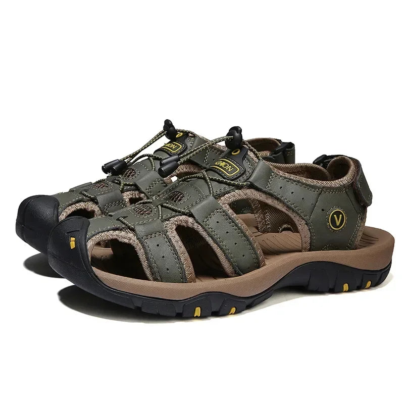 Sandals Summer New Men'sHollow Breathable Sandals Slippers Outdoor Baotou Beach Shoes Dad's Shoes Mens Shoes sandalias2024