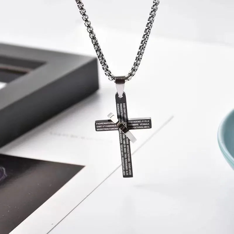 Simple Geometric Cross Pendant Necklace For Women Metal Jewelry Silver Color Chain Choker Men Party Gift Accessories