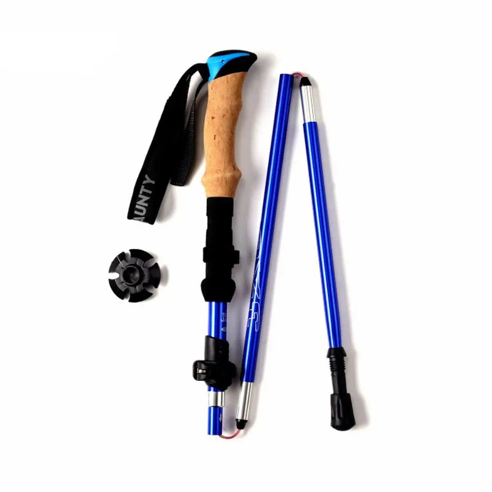 Expandable Aluminum Outdoor Trekking Poles EVA 5 Section Walking Sticks Quick Adjustable Locks Folding Wading Staff Camping
