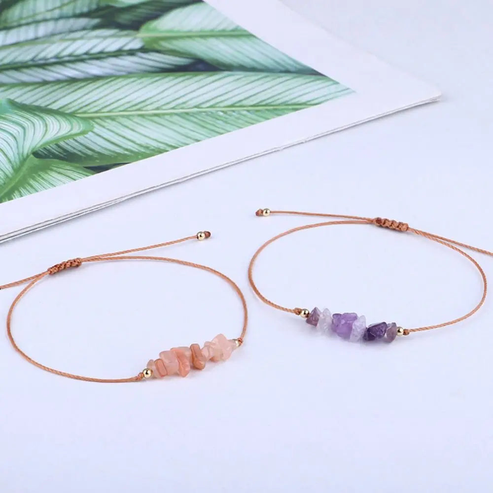 Natural Stone Amethysts Fluorite Bohemia Bracelet Crystal Gravel Bracelets Beach Body Jewelry Women Jewelry Accessories