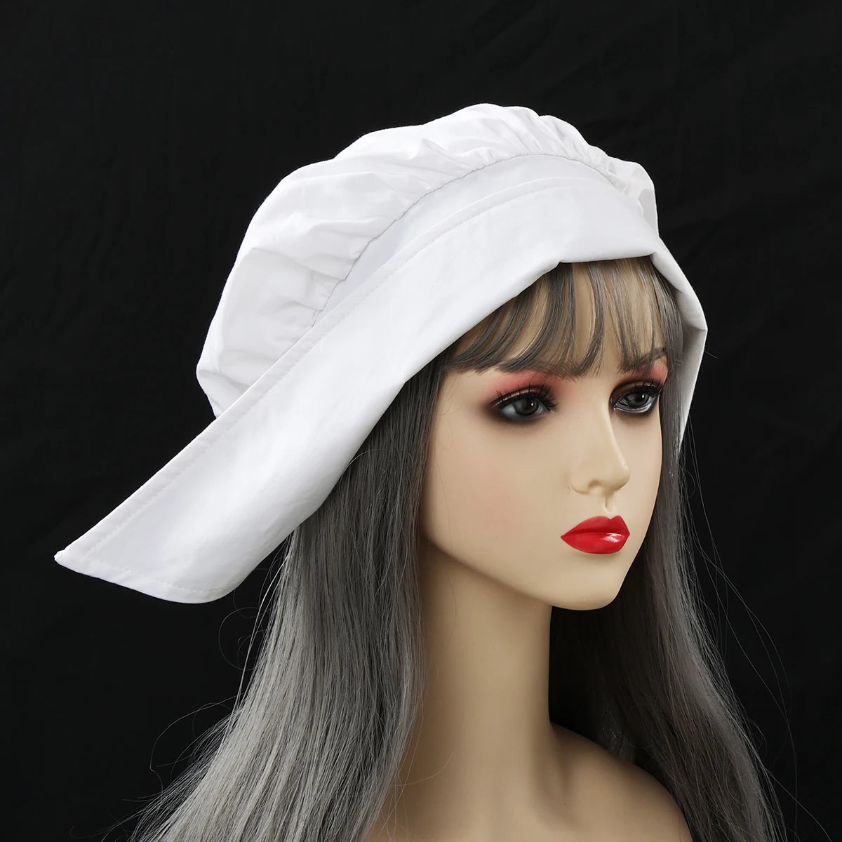 White Bonnet Victorian Cosplay Hat Medieval Vintage Head Wear