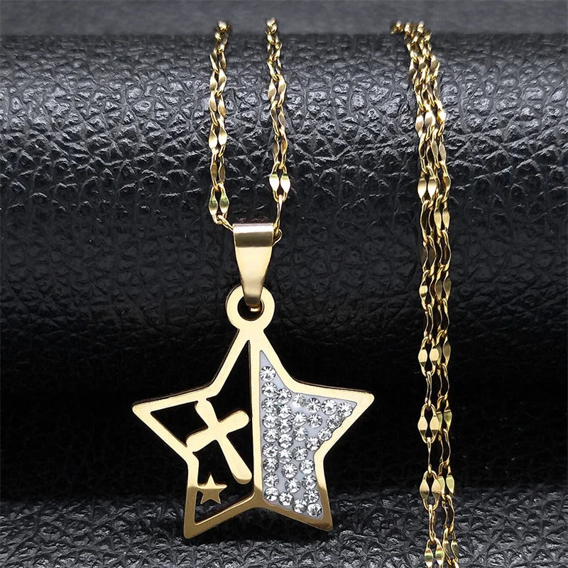 Simple Cross Pendant Necklace Stainless Steel Crystal Jesus Christ Necklaces Religious Jewelry corrente feminina N8249S02
